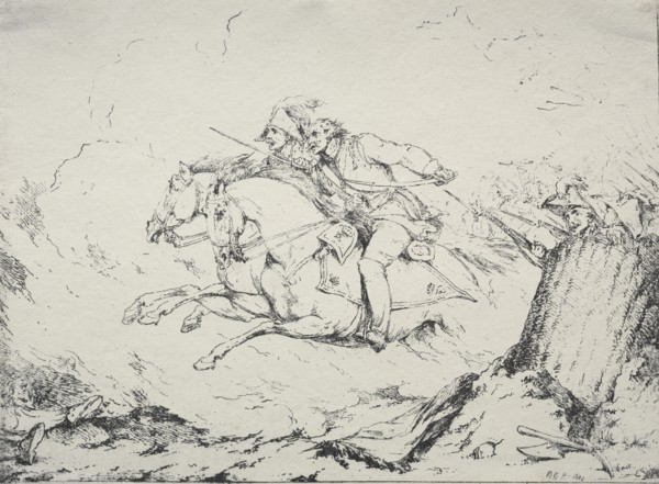 Specimens of Polyautography: Cavalry Charge, 1803. Creator: Robert Kerr Porter (British, 1777-1842).