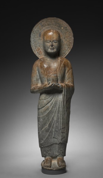 Standing Disciple Mahakasyapa Holding a Cylindrical Reliquary, c. 550. Creator: Unknown.