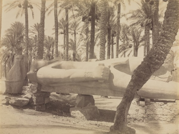 Statue of Ramesses at Saqqara, c. 1870s - 1880s. Creator: Antonio Beato (British, c. 1825-1903).