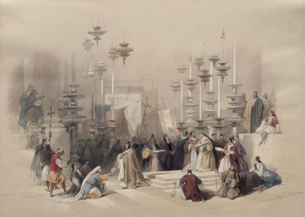 Stone of Unction, Holy Sepulchre, 1839. Creator: David Roberts (British, 1796-1864).