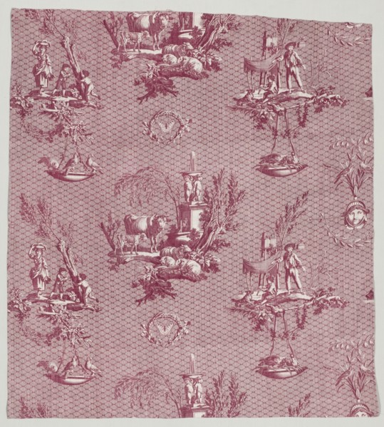 Strip of Copperplate Printed Cotton with "LOiseleur" Design, c. 1800. Creator: Jean-Baptiste Marie Hüet (French, 1745-1811).