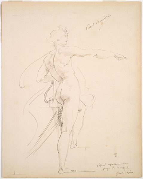 Study of Apollo for Marsyas (recto); Face in Profile (verso), late 1860s. Creator: Paul Baudry (French, 1828-1886).