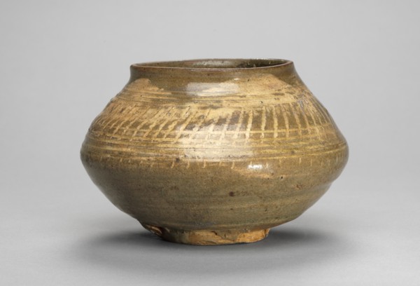 Tea Bowl with Stamped Floral Decoration, 1400s. Creator: Unknown.