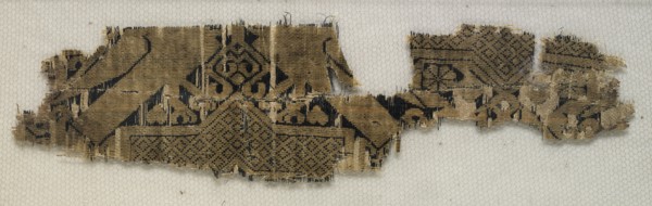 Textile Fragment with Portions of Eight-Pointed Star and Birds, 11th-12th century. Creator: Unknown.