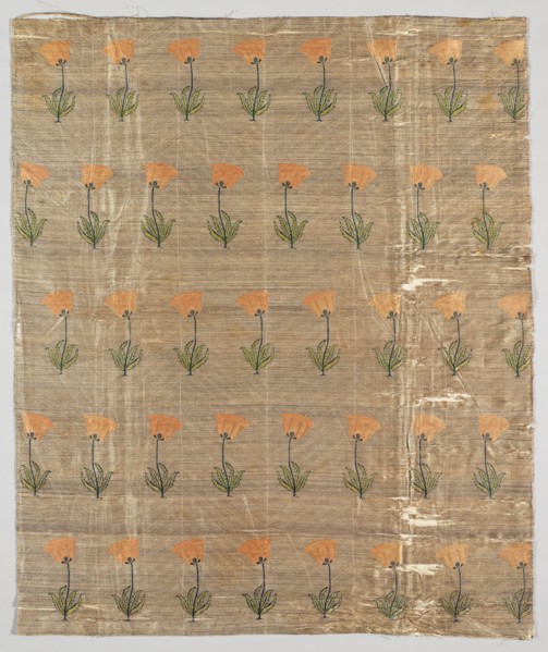 Textile with field of poppies on a golden ground, 1600-1750. Creator: Unknown.
