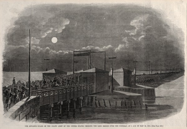 The Advance Guard of the Grand Army of the United States Crossing the Long Bridge?, 1861, 1861. Creator: Winslow Homer (American, 1836-1910).