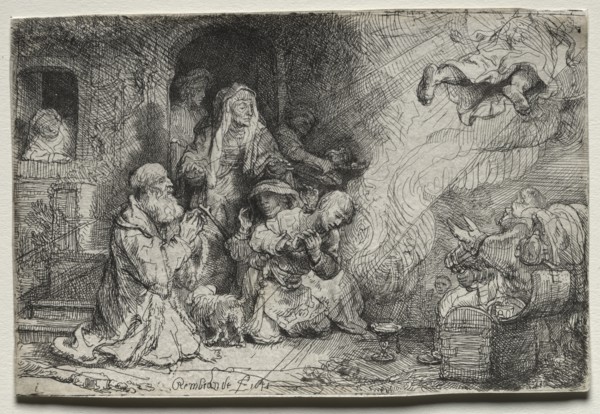 The Angel Departing from the Family of Tobit, 1641. Creator: Rembrandt van Rijn (Dutch, 1606-1669).