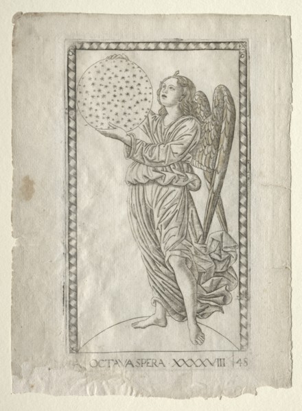 The Angel of the Eighth Sphere (from the Tarocchi, series A..., before 1467. Creator: Master of the E-Series Tarocchi (Italian, 15th century).