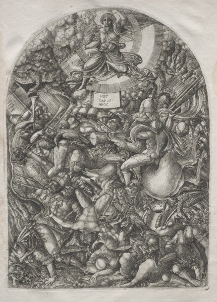 The Apocalypse: The Angel in the Sun Calling the Birds of Prey, 1546-1556. Creator: Jean Duvet (French, 1485-1561).