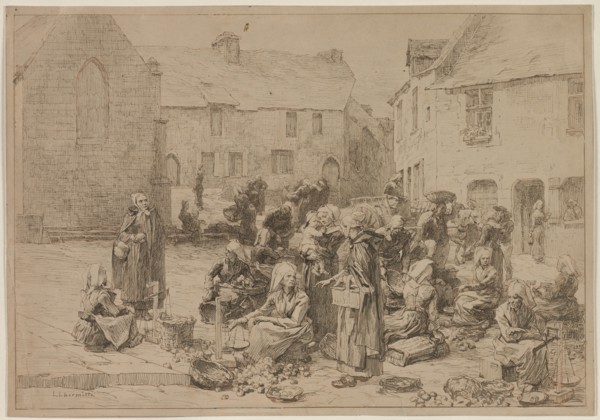 The Apple Market at Landerneau, 1878. Creator: Léon Augustin Lhermitte (French, 1844-1925).