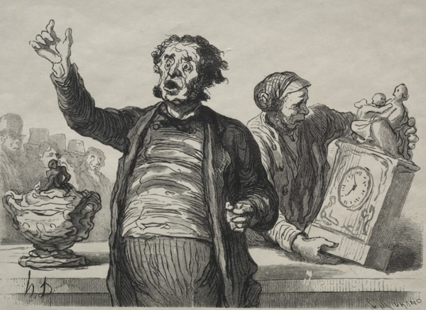 The Auction Room: The Town Crier. Creator: Honoré Daumier (French, 1808-1879).