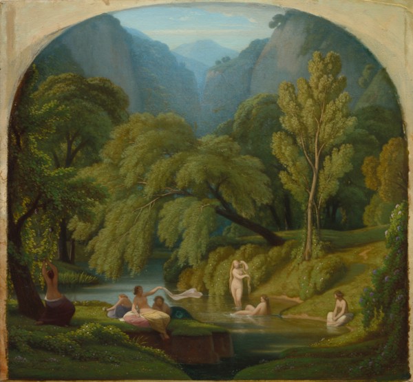 The Bathers, Souvenir of the Banks of the Anio River at Tivoli, c. 1860/1861. Creator: Théodore Caruelle d' Aligny (French, 1798-1871).