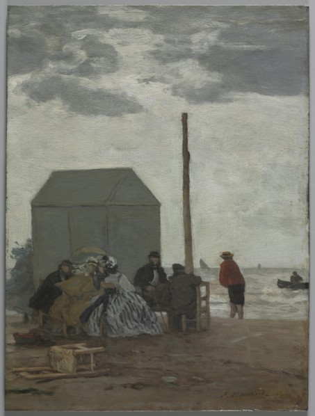 The Beach at Deauville, 1864. Creator: Eugène Boudin (French, 1824-1898).
