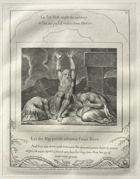 The Book of Job: No. 8, Let the Day perish wherin I was born, 1825. Creator: William Blake (British, 1757-1827).