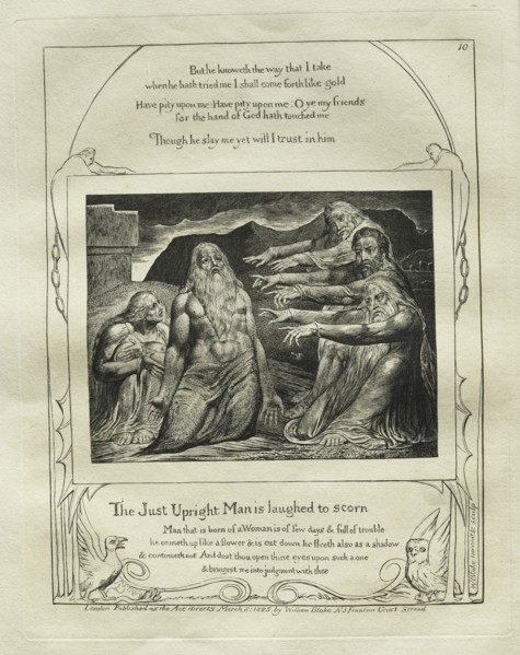 The Book of Job: Pl. 10, The Just Upright Man is Laughed to Scorn, 1825. Creator: William Blake (British, 1757-1827).