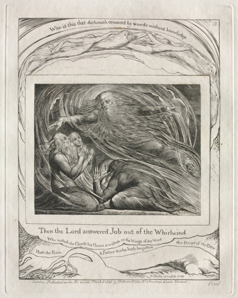 The Book of Job: Pl. 13, Then the Lord answered Job out of the Whirlwind, 1825. Creator: William Blake (British, 1757-1827).