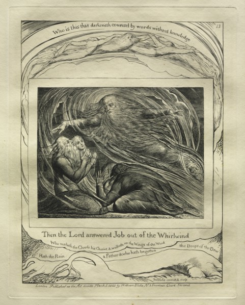 The Book of Job: Pl. 13, Then the Lord answered Job out of the Whirlwind, 1825. Creator: William Blake (British, 1757-1827).