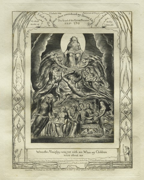 The Book of Job: Pl. 2, When the Almighty was yet with me, When my Children?, 1825. Creator: William Blake (British, 1757-1827).