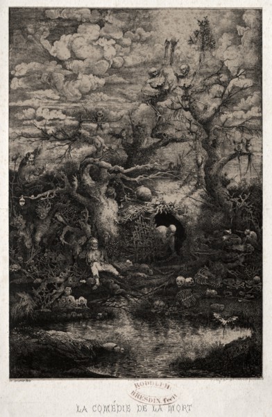The Comedy of Death, 1854. Creator: Rodolphe Bresdin (French, 1822-1885); Lemercier.