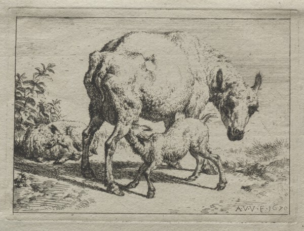 The Ewe and Two Lambs, 1670. Creator: Adriaen van de Velde (Dutch, 1636-1672).