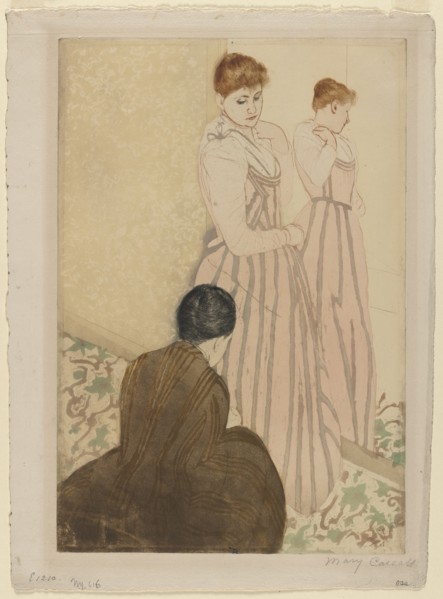 The Fitting, 1890-1891. Creator: Mary Cassatt (American, 1844-1926).