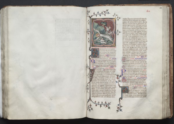 The Gotha Missal: Fol. 103r, St. Andrew Being Tied to the Cross, c. 1375. Creator: Master of the Boqueteaux (French); Workshop, and.