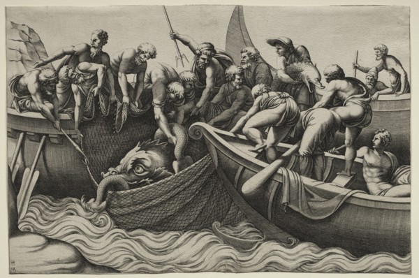The Haul of Monstrous Fish, mid-1500s. Creator: Adamo Scultori (Italian, c. 1530-1585).