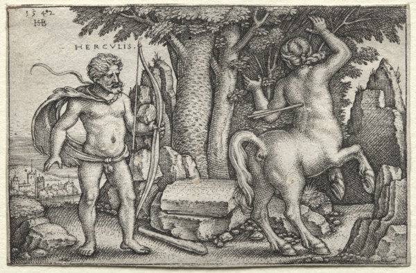The Labors of Hercules: Hercules and Nessus, 1542. Creator: Hans Sebald Beham (German, 1500-1550).