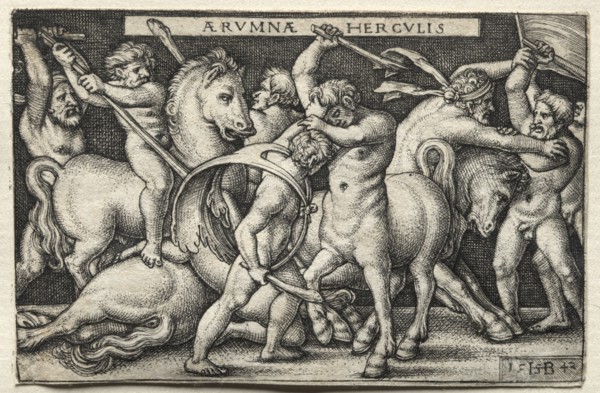 The Labors of Hercules: Hercules Defeating the Centaurs, 1542. Creator: Hans Sebald Beham (German, 1500-1550).