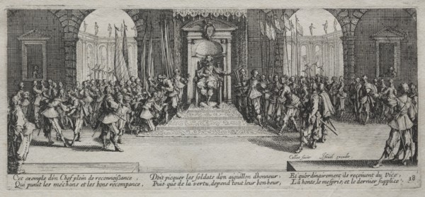 The Large Miseries of War: Distribution of Recompense, 1633. Creator: Jacques Callot (French, 1592-1635).