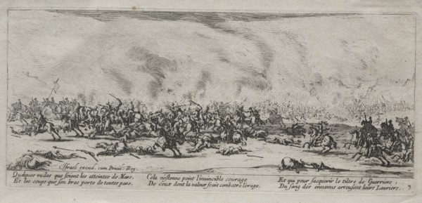 The Large Miseries of War: The Battle, 1633. Creator: Jacques Callot (French, 1592-1635).