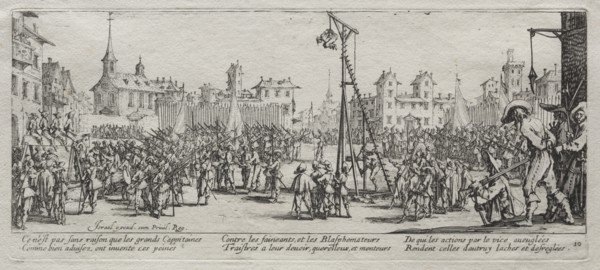 The Large Miseries of War: The Strappado, 1633. Creator: Jacques Callot (French, 1592-1635).