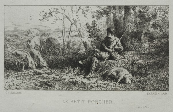 The Little Swineherd. Creator: Charles-Émile Jacque (French, 1813-1894).