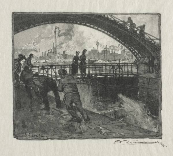 The Lock of the St. Martin Canal, 1890. Creator: Auguste Louis Lepère (French, 1849-1918).