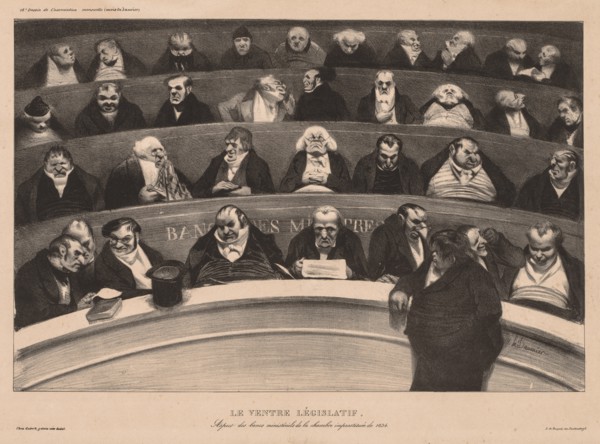 The Monthly Association (plate 18): The Legislative Belly, 1834. Creator: Honoré Daumier (French, 1808-1879); Aubert.