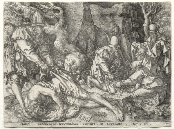 The Parable of the Good Samaritan: The Robbers Attacking the Travelers, 1554. Creator: Heinrich Aldegrever (German, 1502-1555/61).
