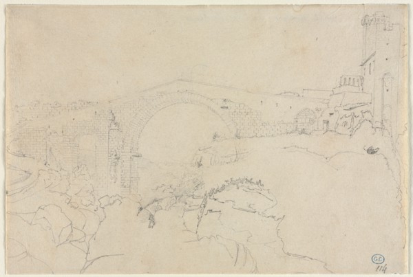 The Ponte dellAbbadia at Vulci, first half 19th century. Creator: Jean-Auguste-Dominique Ingres (French, 1780-1867), follower of.