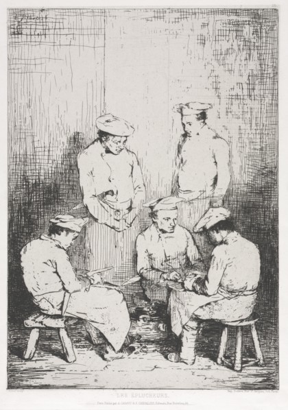 The Potato Peelers. Creator: Théodule Ribot (French, 1823-1891); A. Cadart & F. Chevalier, rue Richelieu, 66.