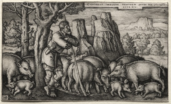 The Prodigal Son: Tending Swine. Creator: Hans Sebald Beham (German, 1500-1550).