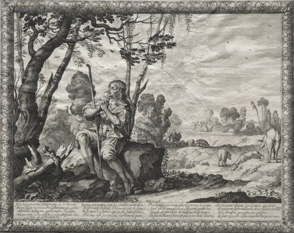 The Prodigal Son: The Prodigal Tending the Pigs. Creator: Abraham Bosse (French, 1602-1676).