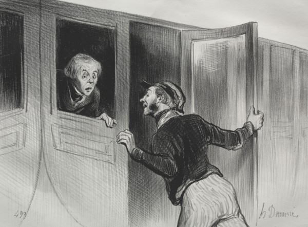 The Railroads, plate 11: The Hazard of Sleeping on a Journey, 1843. Creator: Honoré Daumier (French, 1808-1879); Aubert.