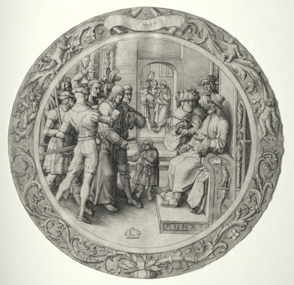 The Round Passion: Christ before the High Priest, 1509. Creator: Lucas van Leyden (Dutch, 1494-1533).