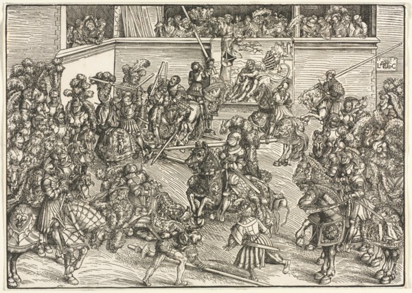 The Second Tournament with the Tapestry of Sampson and the Lion, 1509. Creator: Lucas Cranach (German, 1472-1553).