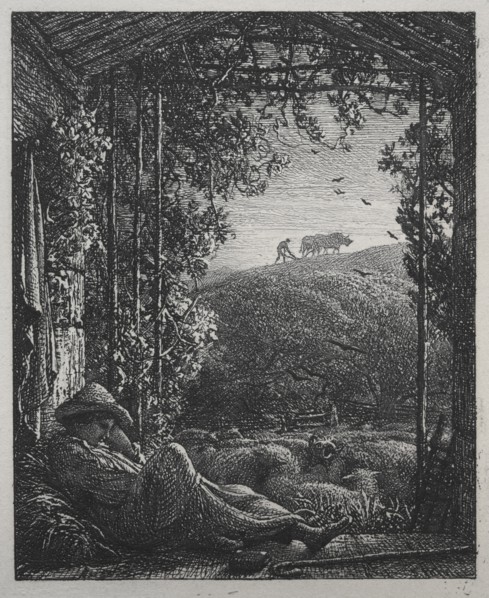 The Sleeping Shepherd, 1857. Creator: Samuel Palmer (British, 1805-1881).