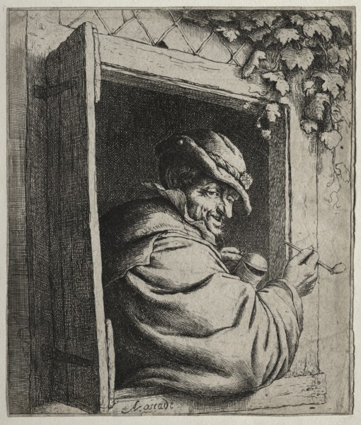 The Smoker at the Window. Creator: Adriaen van Ostade (Dutch, 1610-1684).