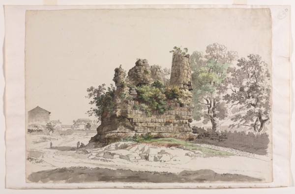 The So-Called Sepulcher of the Curiatii Brothers at Albano, with the Church of the Madonna..., c 177 Creator: Carlo Labruzzi (Italian, 1748-1817).