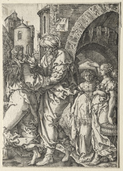The Story of Lot: Lot and His Family Fleeing Sodom, 1555. Creator: Heinrich Aldegrever (German, 1502-1555/61).