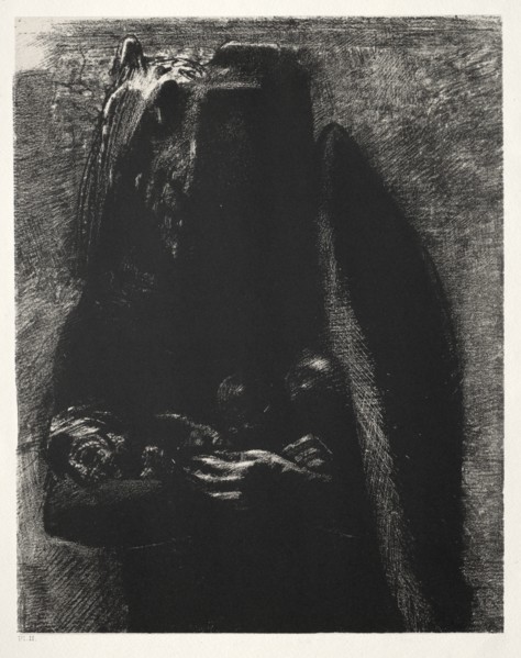 The Temptation of Saint Anthony (First Series): It Is the Devil, Bearing Beneath His Two Wings,1888. Creator: Odilon Redon (French, 1840-1916); Becquet (French); Edmond Deman.
