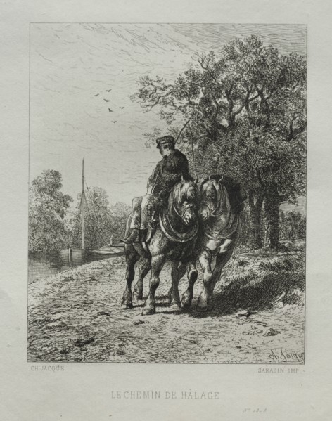 The Tow Path. Creator: Charles-Émile Jacque (French, 1813-1894).