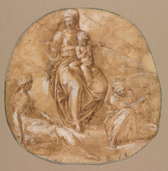 The Virgin and Child with St. Catherine of Alexandria and an Elderly Female Saint?, c. 1545. Creator: Battista Franco (Italian, c. 1510-1561).